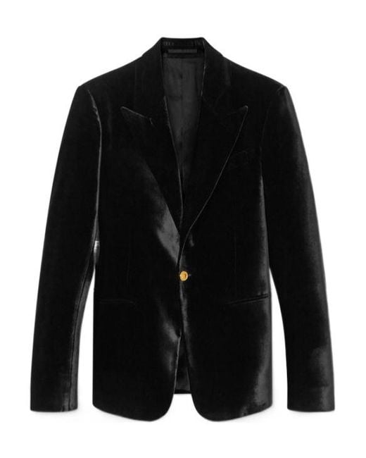 Versace Black Single-Buttoned Velvet Blazer for men