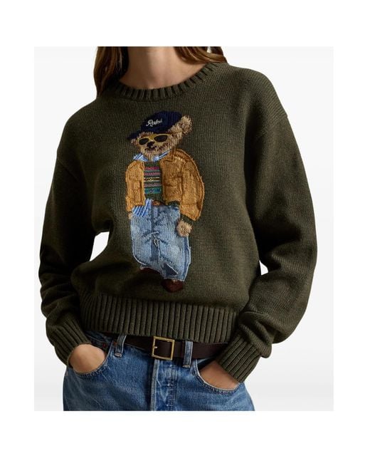 Polo Ralph Lauren Green Embroidered Cotton Sweater