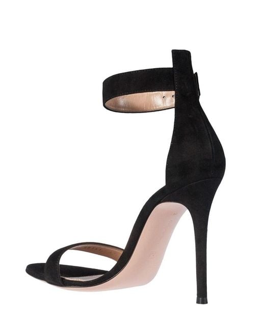 Gianvito Rossi Black Ankle Strap 'Portofino' Sandals