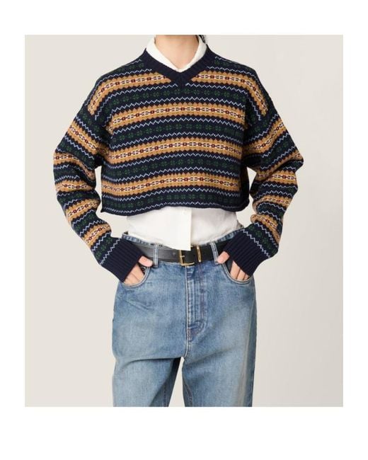 Miu Miu Black V-Neck Cropped Jumper