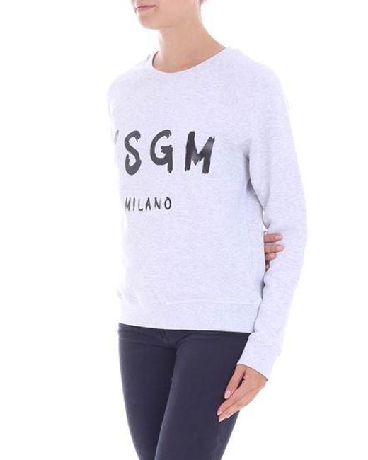 MSGM White Logo Printed Hoodie