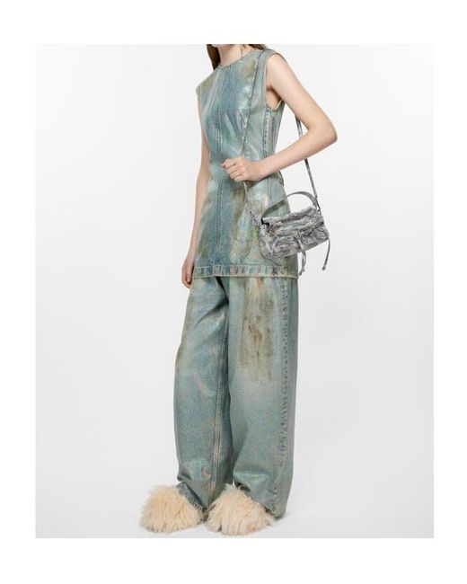 Acne Blue Coated Mini Denim Dress