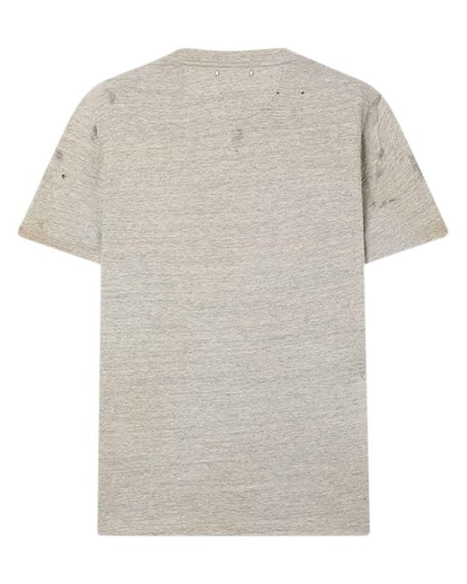 Golden Goose Deluxe Brand White Distressed Graphic Printed T-Shirt for men