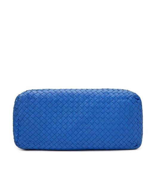 Bottega Veneta Blue Woven Logo Handbag