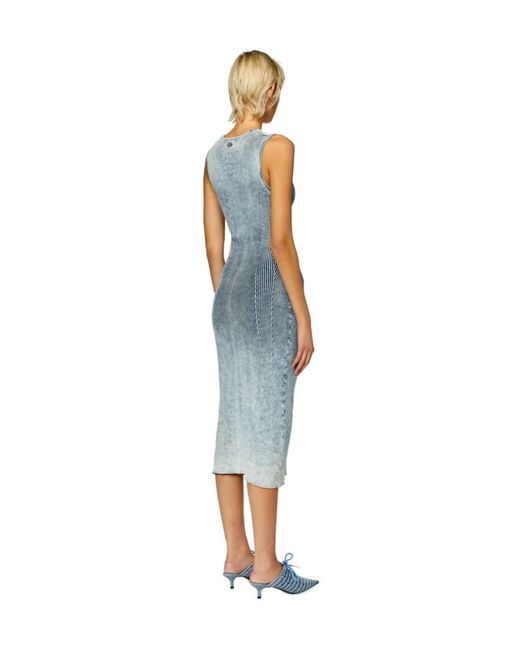 DIESEL Blue M-Taryn Cut-Out Ribbed-Knit Sleeveless Midi Dress