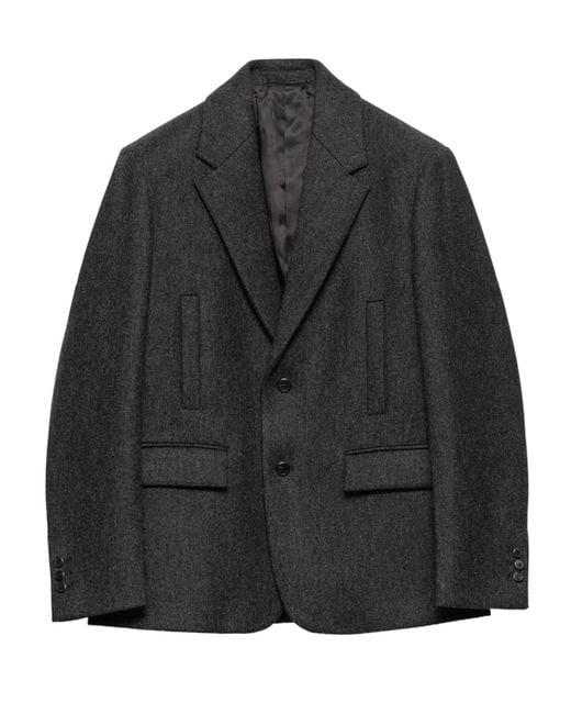 Prada Black Single-Breasted Wool Jacket for men