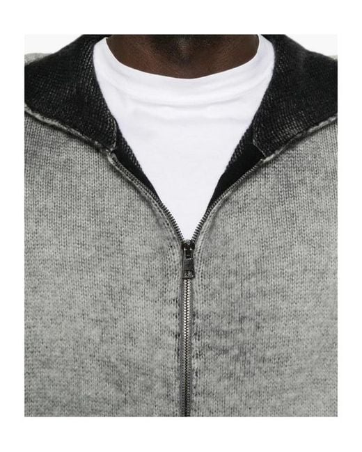 Avant Toi Gray Long-Sleeved Zip-Up Cardigan for men