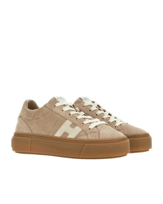 Hogan Brown Logo Detail Low-Top Sneakers