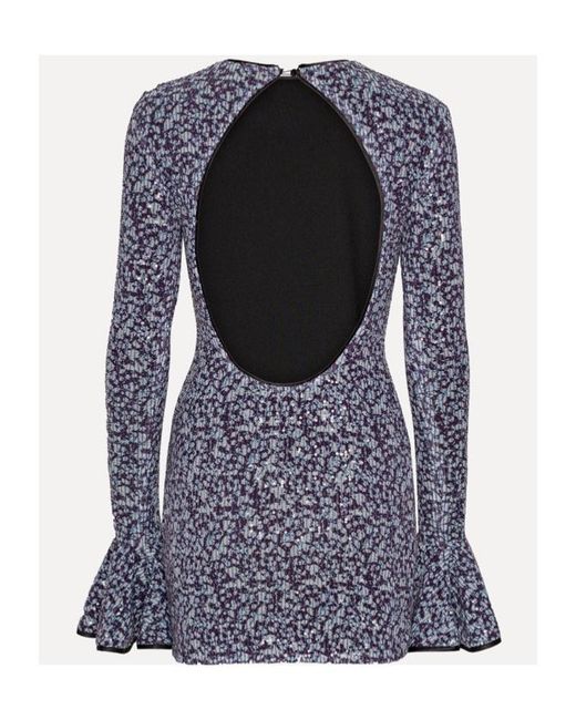 ROTATE BIRGER CHRISTENSEN Blue Cut-Out Detailed Sequinned Mini Dress