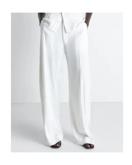 Lemaire White Crinkled Wide-Leg Pants