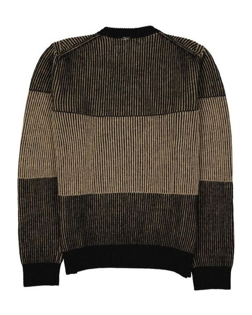 Herno Green Vertical-Stripe Colour-Block Sweater for men
