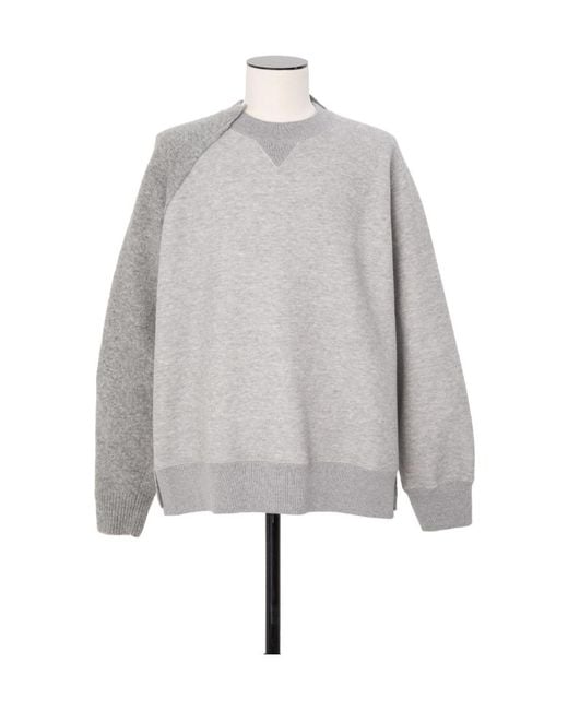 トップス sacai Wool Knit x Sponge Sweat Pullover Sacai Wool Knit X Sponge Sweat Pullover in Gray for Men | Lyst