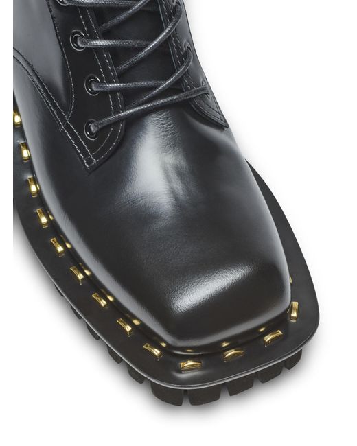 Balmain Black Glazed Leather Army Boots