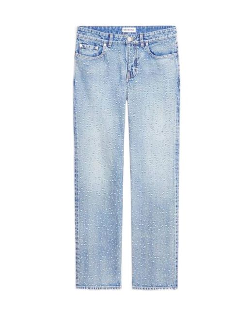 Balenciaga Blue All-Over Hole Detailed Low Waist Jeans