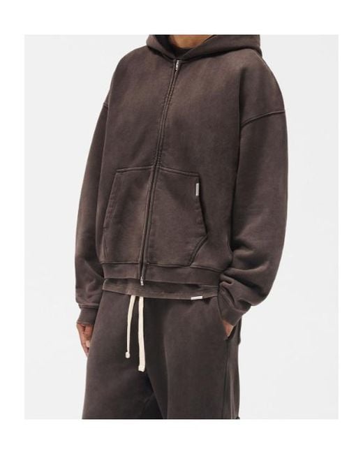 Represent Gray Initial Boxy Zip Through Hoodie for men