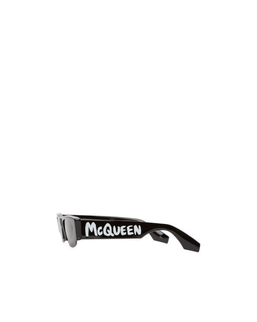 McQueen White Eyewear Rectangle-Frame Sunglasses