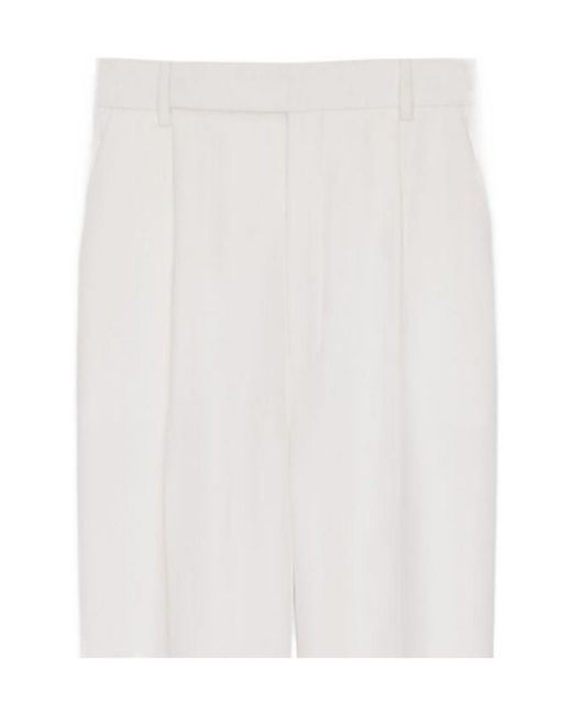 Saint Laurent White Wool Tailored Trousers