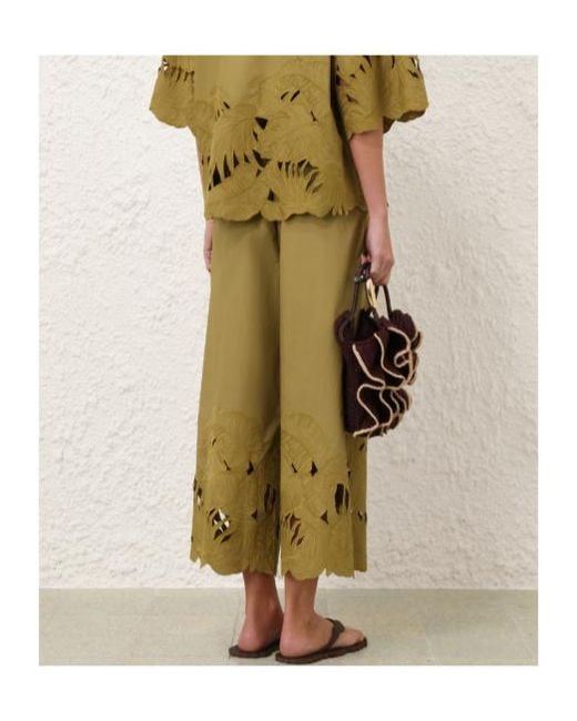 Zimmermann Green Mahon Embroidered Pant