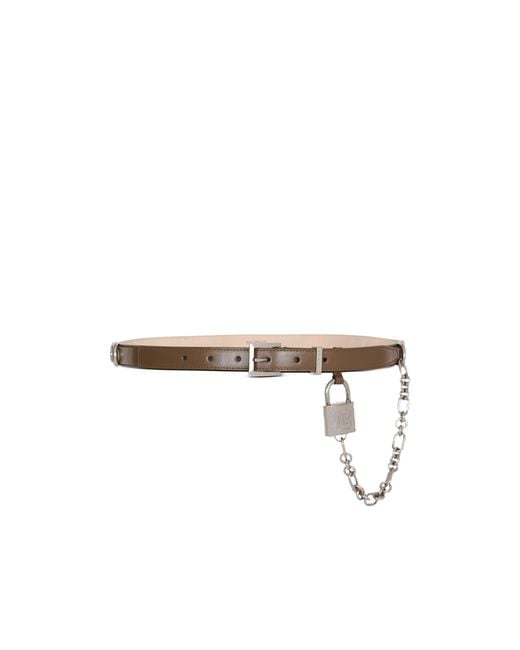 Balmain White Sync Narrow Leather Belt for men