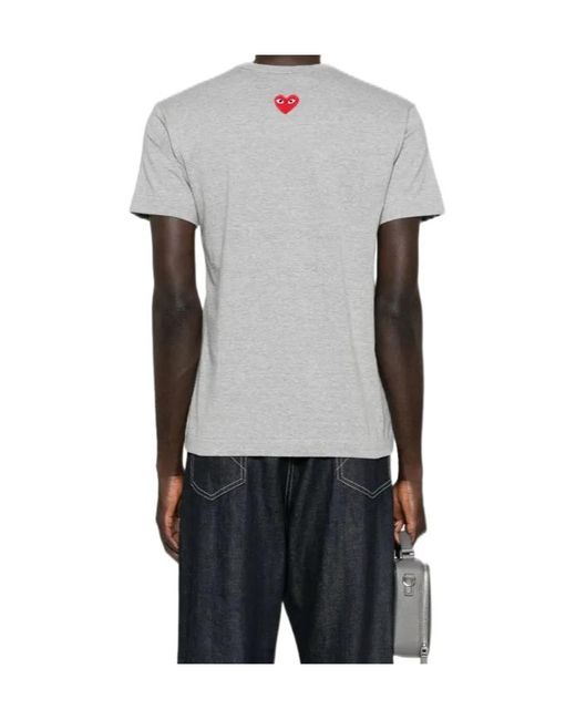 COMME DES GARÇONS PLAY Gray Comme Des Garçons Play Logo Patch Crewneck T-Shirt for men