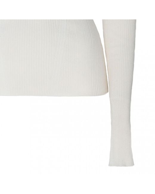 Lanvin White Ribbed Crewneck Jumper