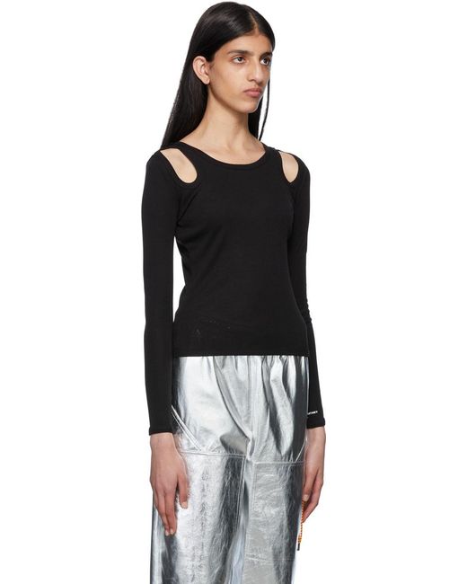 Stella McCartney Black Cut-Out Long-Sleeve Top