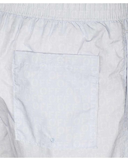 Off-White c/o Virgil Abloh White Logo-Print Elastic-Waist Swimshorts for men