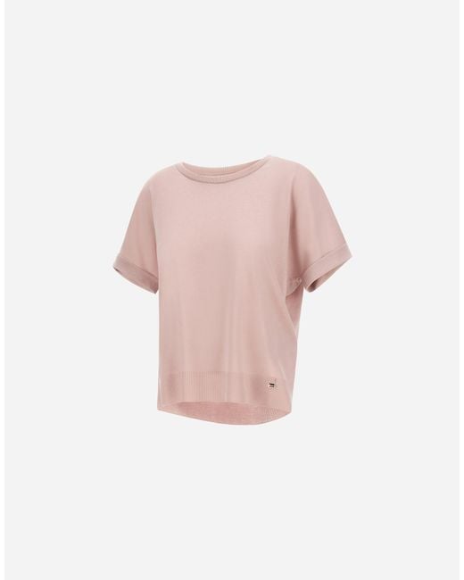 Herno Pink Resort Pleated Jersey T-Shirt