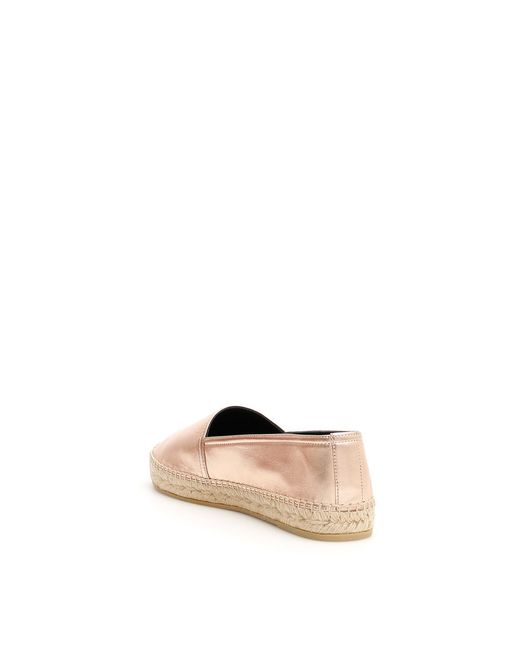 Saint Laurent Natural Metallic Logo Genuine Leather Straw Shoes