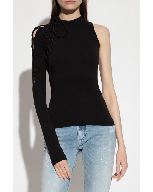 Versace Jeans Black One-Sleeve Cut-Out Detailing Top