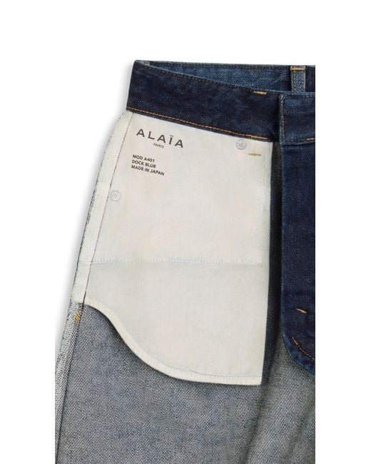 Alaïa Blue High-Waisted Wide-Leg Jeans