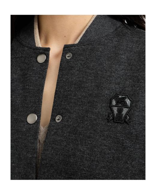 Brunello Cucinelli Black Logo-Patch Bomber Jacket