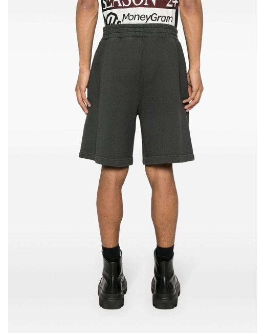 Palm Angels Gray Palm Tree-Printed Elasticated Waist Track Shorts for men