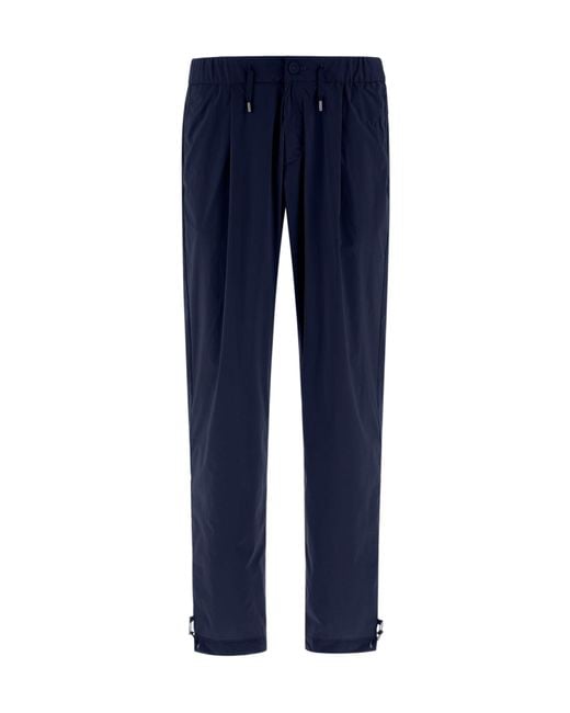 Herno Blue Mid-Rise Tapered Trousers for men