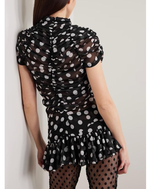 Dries Van Noten Black Polka Dot Shirt With Ruffles