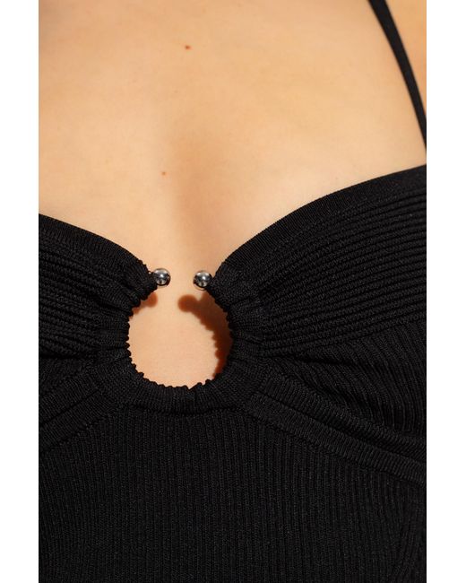 Nanushka Black Savera Ribbed Top