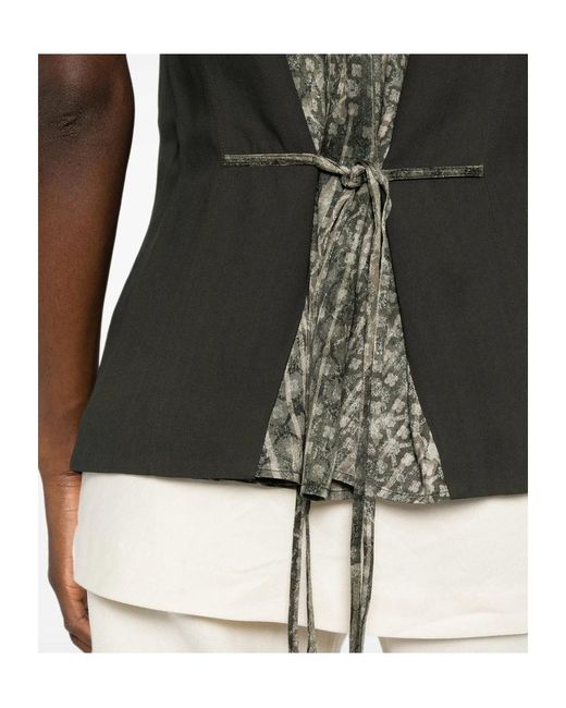 Ziggy Chen Gray Patterned-Panel Vest