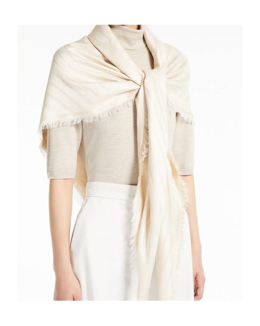 Max Mara Natural Frayed Edge Scarf