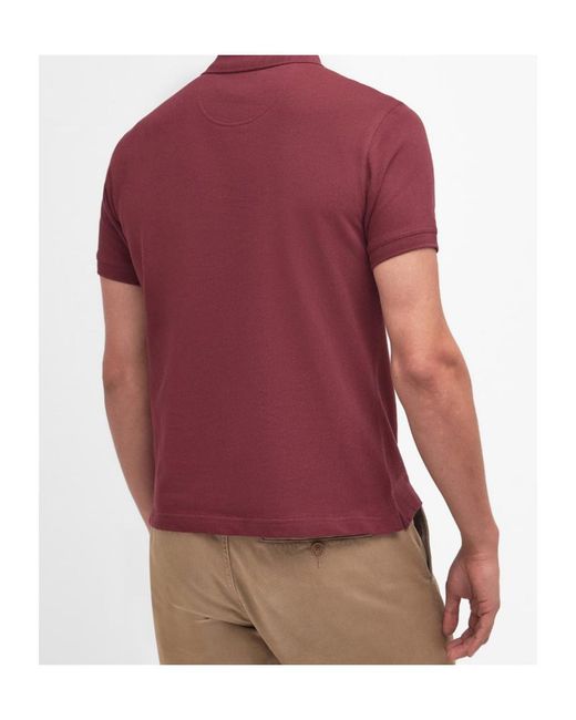 Barbour Red Tartan Pique Polo Shirt for men