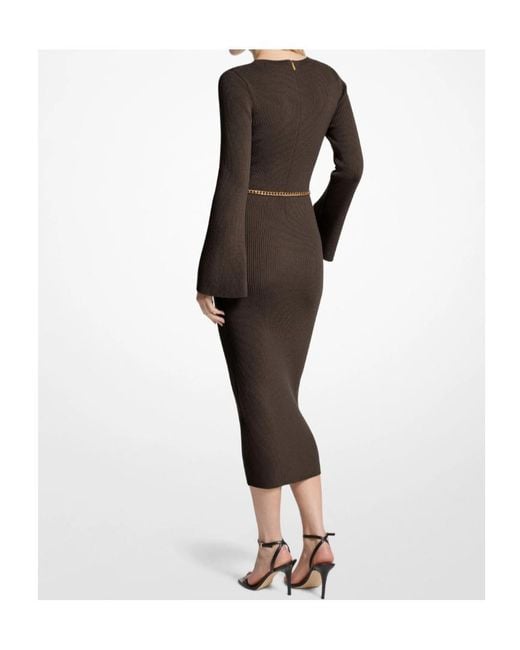 MICHAEL Michael Kors Black V-Neck Belted Midi Dress