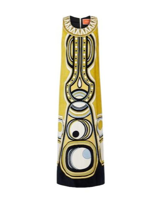 LaDoubleJ Metallic Totem Printed Cotton Midi Dress