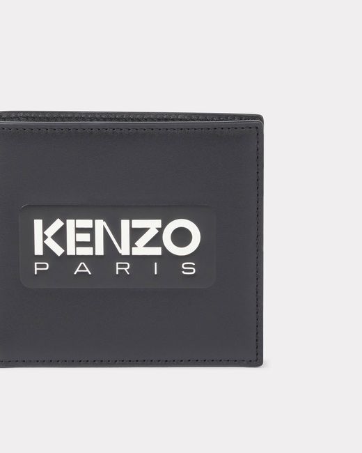 KENZO Black Logo-Embossed Bi-Fold Wallet for men