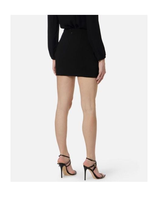 Elisabetta Franchi Black Draped Ring Detail Skirt