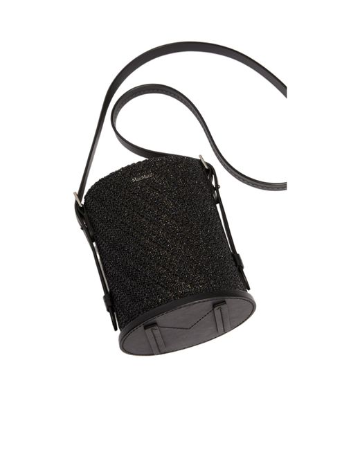 Max Mara Black Crocheted Archetipo Bucket Bag