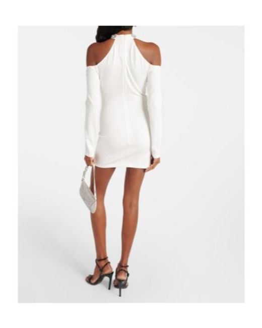 David Koma White Bridal Crystal-Embellished Minidress
