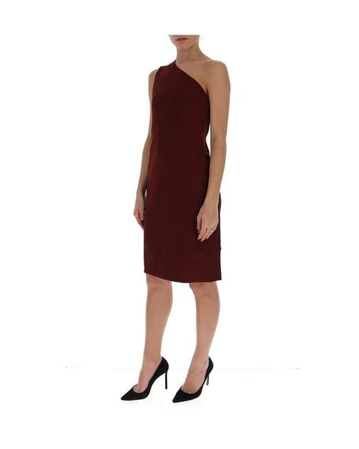 Bottega Veneta Red One Shoulder Knit Dress