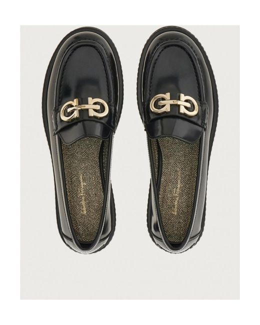 Ferragamo Black Ferragamo Gancini Loafers