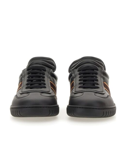 Bally Black Side-Stripe Round Toe Sneakers for men