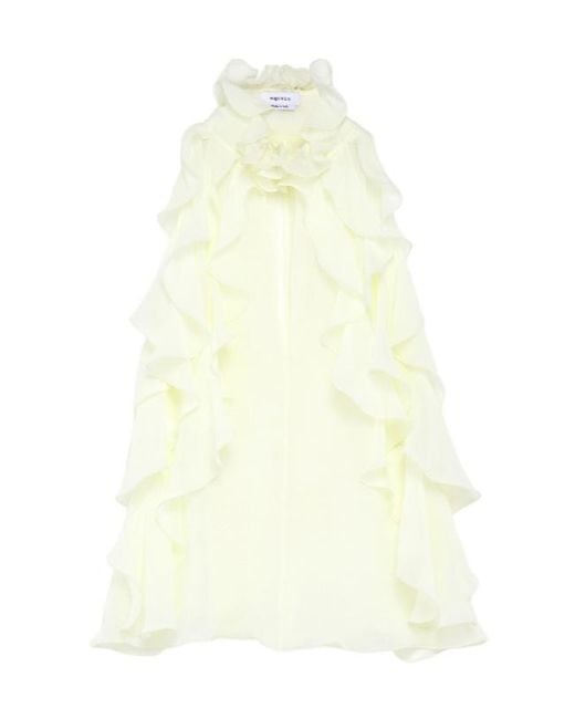 McQueen Yellow Ruffled Sleeveless Top