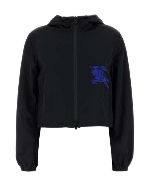 Burberry Black Ekd Motif Zipped Hooded Jacket